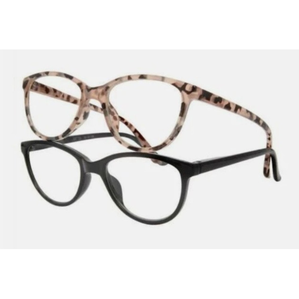 M+ Youth Blue Light Glasses‎ 2 Pack Black and Pink Tortoise Cat Eye NEW